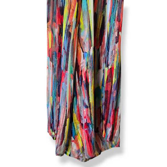 Jack Watercolor Multicolor Jumpsuit Size M Backless Flowy Colorful Wide Leg Boho - Picture 4 of 10
